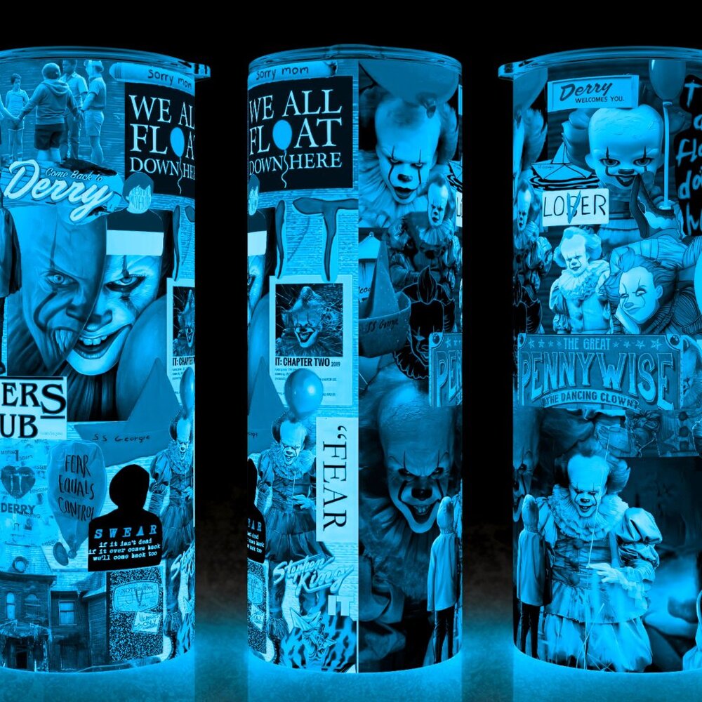Glow in the Dark Pennywise IT Horror Movie Collage Cup Mug Tumbler